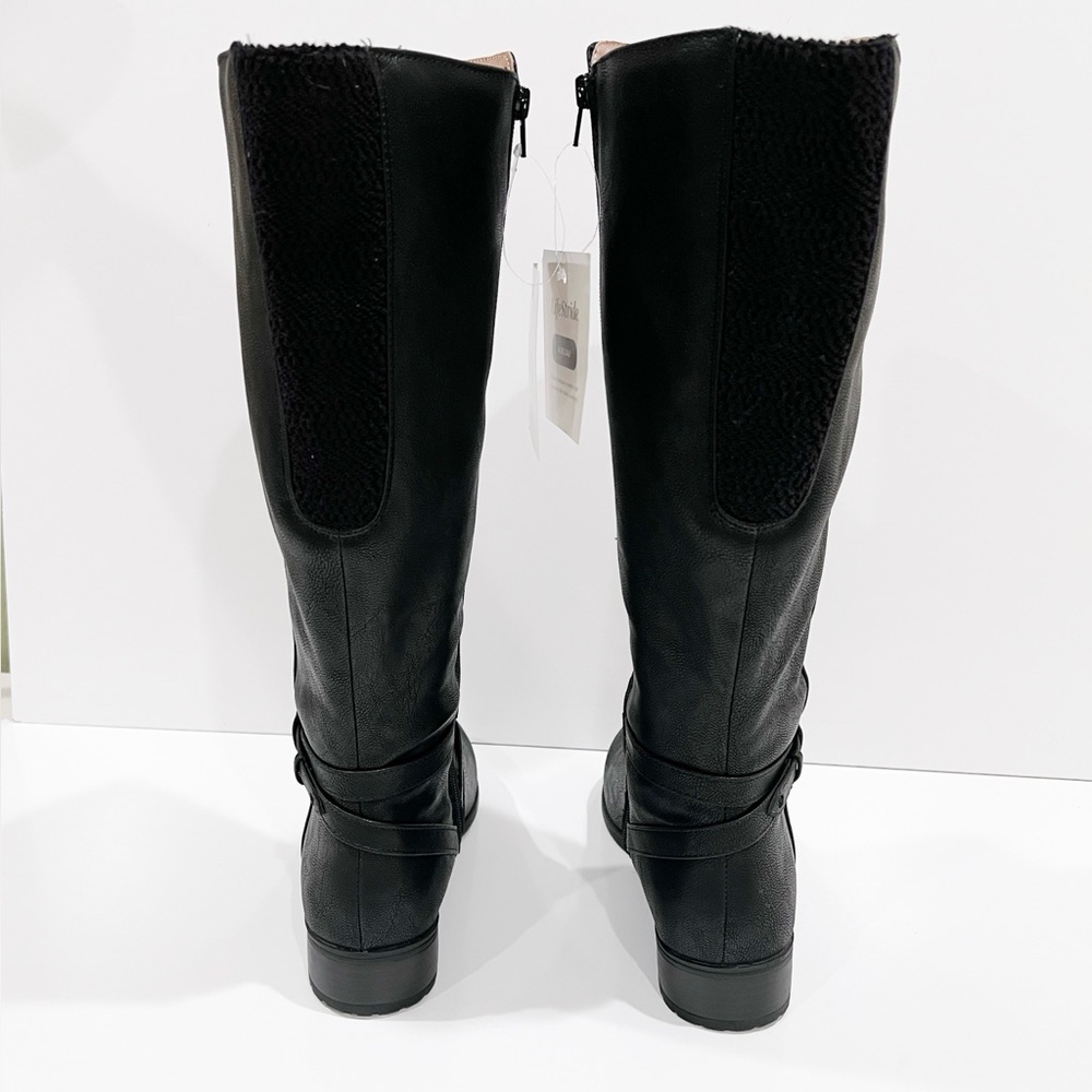LifeStride Xtrovert Riding Boots Vegan Leather Wide Calf Black Size 8.5WIDE NEW - Picture 5 of 16